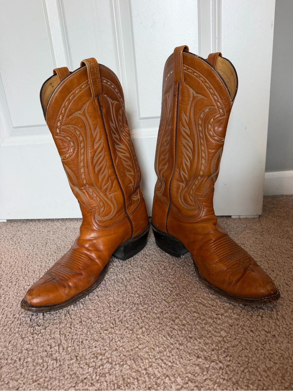 Vintage Men's Tan Leather Western Cowboy Boots